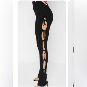 Maniere De Voir Black Lace-Up Pants